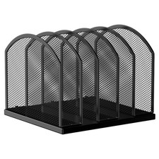 5-Section Vertical Desktop Organizer, 5-Section Mesh File Folder Stand Sorter fo