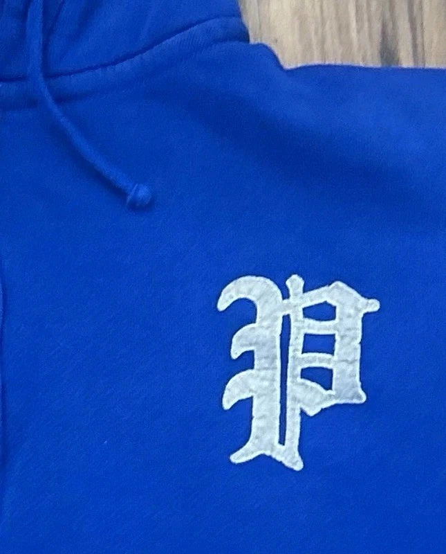 Ralph Lauren Polo Hoodie Sapphire Mens 2XB Felt P Patch 1/4 Quarter Zip Blue 2XL - Image 3 of 4