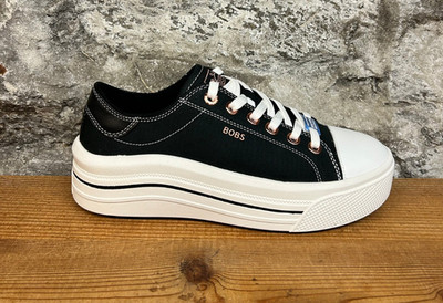 Skechers Womens BOBS WINNIE-HIGH RANKING 114502 BLACK CANVAS New in Box