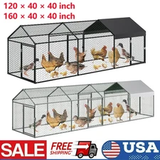 Metal Chicken Coop,Walk-in Hen House w/Cover,Poultry Cage,Chicken Run Yard US