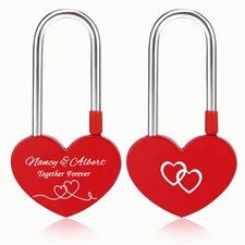 Personalised Engraved Padlock Red Heart Love Lock Wedding Anniversary Gift