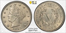 1893 Liberty V Nickel 5C PCGS AU58 #0690
