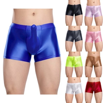 UK Sexy Men's Underwear Boxer Briefs Glossy Mesh Breathable Elephant Nose Trunks