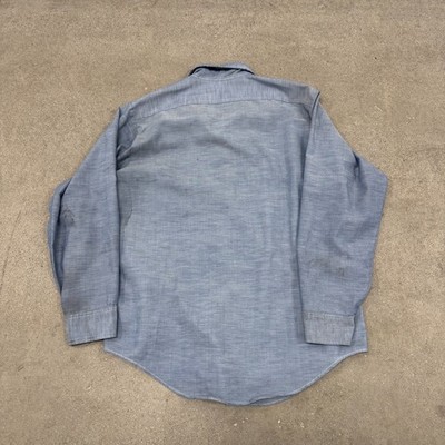 Vtg 70s 80s Big Mac JCPenney Work Shirt Mens Blue Chambray No-Iron