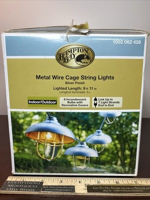 8 Hampton Bay Industrial Indoor Outdoor Metal Wire Cage String Light Fixture 10 