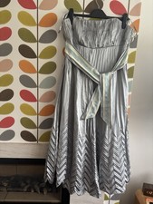 Monsoon silver & turquoise Bustier strapless Dress Detachable Straps Size 16