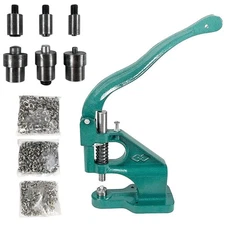 Hand Press Heavy Duty Eyelet Grommet Machine Punch Tool Kit with 3 Dies and 1500