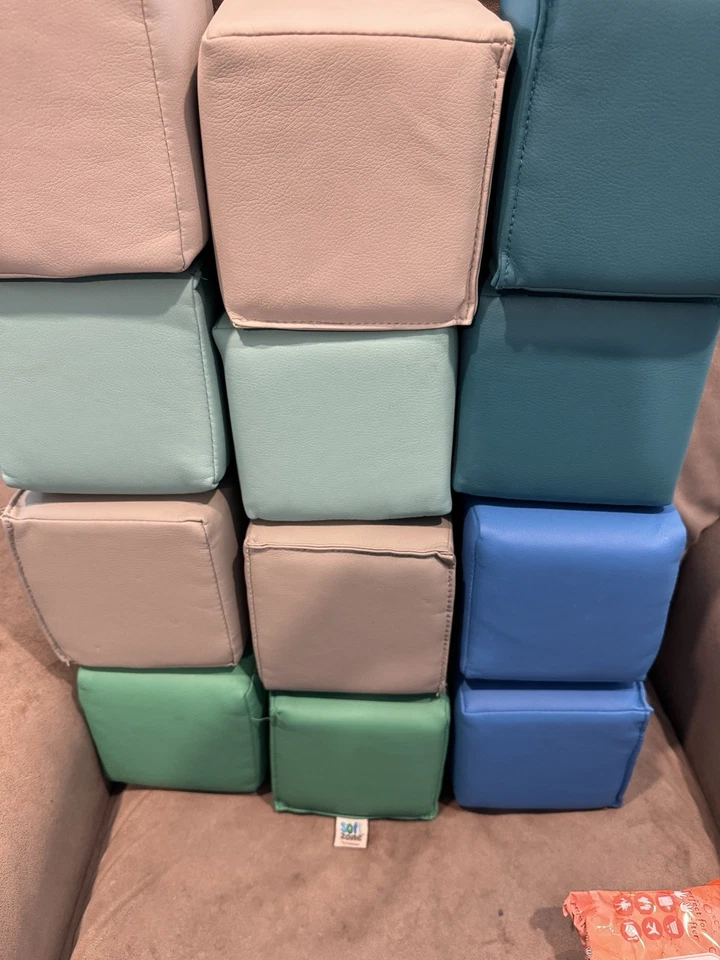 SoftZone Patchwork Toddler Building Blocks, Foam Cubes, Contemporary, 12-Piece - Image 2 of 4