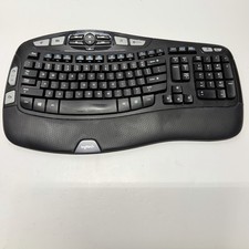 Logitech K350 Wave Keyboard Ergonomic, Black, Wireless, No USB Receiver- TESTED