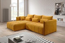 Velvet Corner Sofa Bed Storage FREE ASSEMBLY Sofanatic 'OSAKA' Left & Right Side