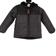 Swiss Alps Boys Reversible Hooded Jacket Grey Black Zip Up NWT Size Small 8