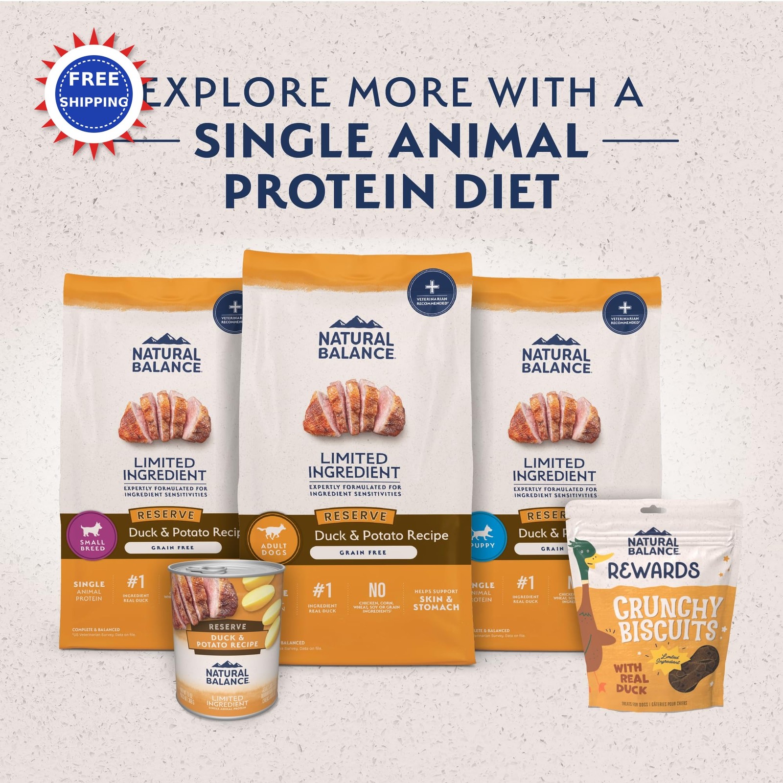 Dog Food Natural Balance Limited Ingredient Grain Free Duck & Potato 22lb Adult thumbnail 5