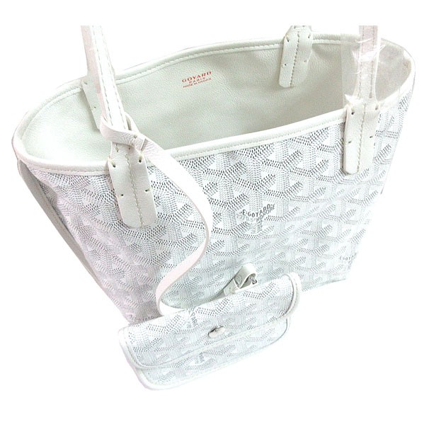 Goyard Anjou Mini Tote Bag Pouch White Hand Purse Reversible Auth
