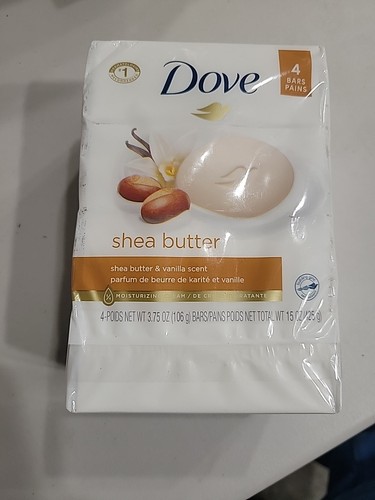 Dove SHEA BUTTER Vanilla Scent Bar Soap Moisturizing Cream 3.75 oz - 4prk - Picture 3 of 5