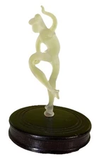 Milon Townsend Dancer Josephine Baker Figurine Frosted Glass Wood Base 4.5”