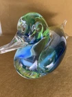 12” Murano Pair Duck Bird Italian Blue Green Vaseline Uranium V. Nason MCM Glows