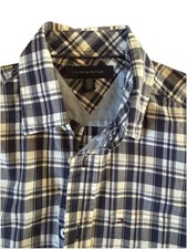 Tommy Hilfiger Blue White Classic Plaid 100% Cotton Long Sleeve Shirt XS TP