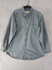 Woolrich Mens Large Flannel Button Up Shirt Long Sleeve Forest Green Heavy 