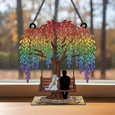 Rainbow Bridge Pet Memorial Acrylic Suncatcher, Dog Loss Sympathy Gift Decor