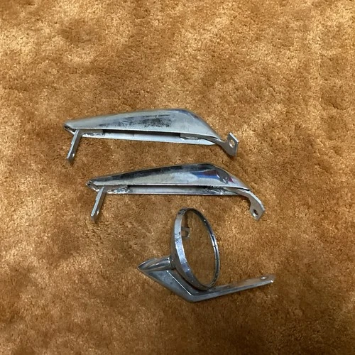 Original 1964 1/2 -1966 Ford Mustang 2 Front Bumper Guards & 1 Wing Mirror