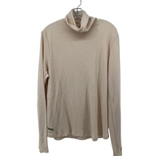 Tracksmith New England Waffle Knit Turtleneck Cream Beige XL Men Running Top
