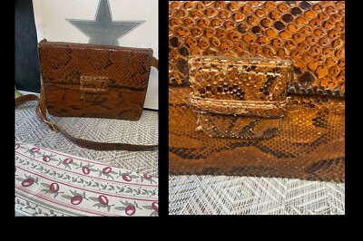 Handtasche Tasche Echtes Schlangenleder Vintage Schulterriemen Leder