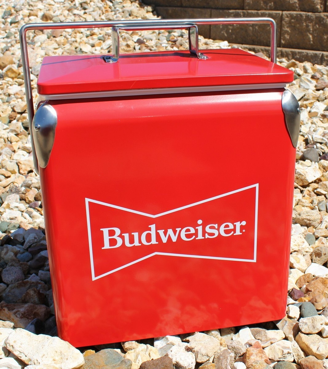 BRAND NEW! Vintage Style *BUDWEISER* Hard Metal Beer Cooler