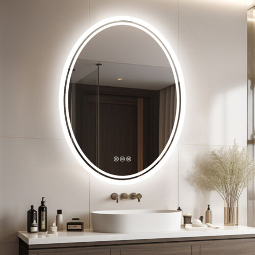 LED Bathroom Mirror with Lights Stepless Dimmable Wall Makeup Mirrors Anti-Fog - Picture 21 of 26