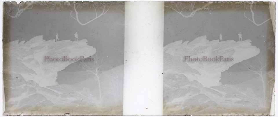 Cimbing Rocks Climbing on a large rock Photo NEGATIVE c1900 Glass Plate Stereo VR20n2 ...
