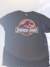 Jurassic Park Black Classic Logo In Red With T-Rex Kids T-Shirt Large