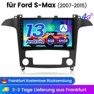 DAB+ for Ford S-Max 2007-2015 9''Android 13 Car Stereo CarPlay GPS Navi 6GB+128GB