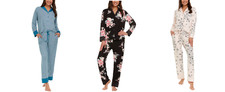 Flora Nikrooz Women's Satin Trim Notch Collar PJ Set