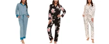 Flora Nikrooz Women's Satin Trim Notch Collar PJ Set