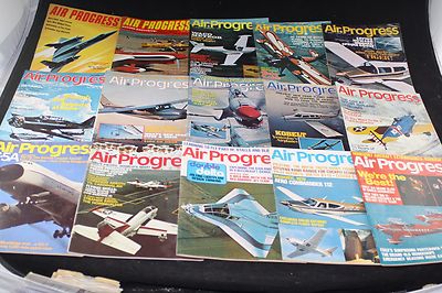 AIR PROGRESS MAGAZINE LOT 29 PC COLLECTION 1970'S EXC COND IN FILE BOX AIRCRAFT