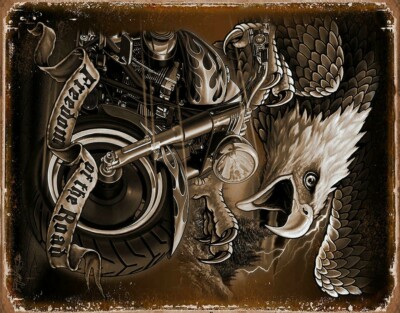 Motorcycle Freedom Road Eagle Harley Service Funny Wall Décor