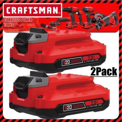 2PACK For CRAFTSMAN CMCB202 20V 2.0Ah Battery V20 20 Volt Lithium-ion or Charger