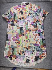 Zara Comic Strip Shirt Dress Womens Multi-Colored Short Sleeve Medium