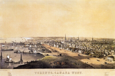 1800'S PANORAMIC MAP TORONTO CANADA WEST POSTER REPRODUCTION