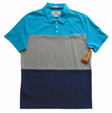 Men's PENGUIN Blue Gray Color Block Polo Shirt Medium M NWT NEW Nice 
