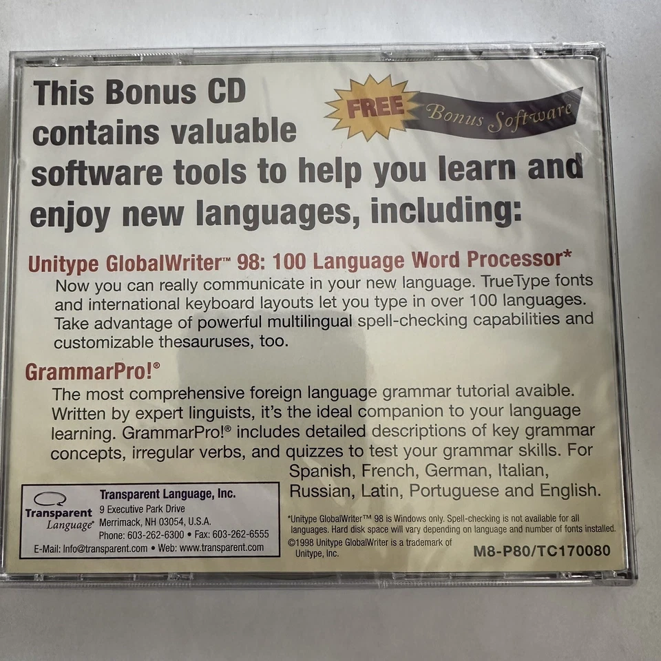Transparent Language Bonus CD CD-Rom Software (Brand New) - Image 2 of 2