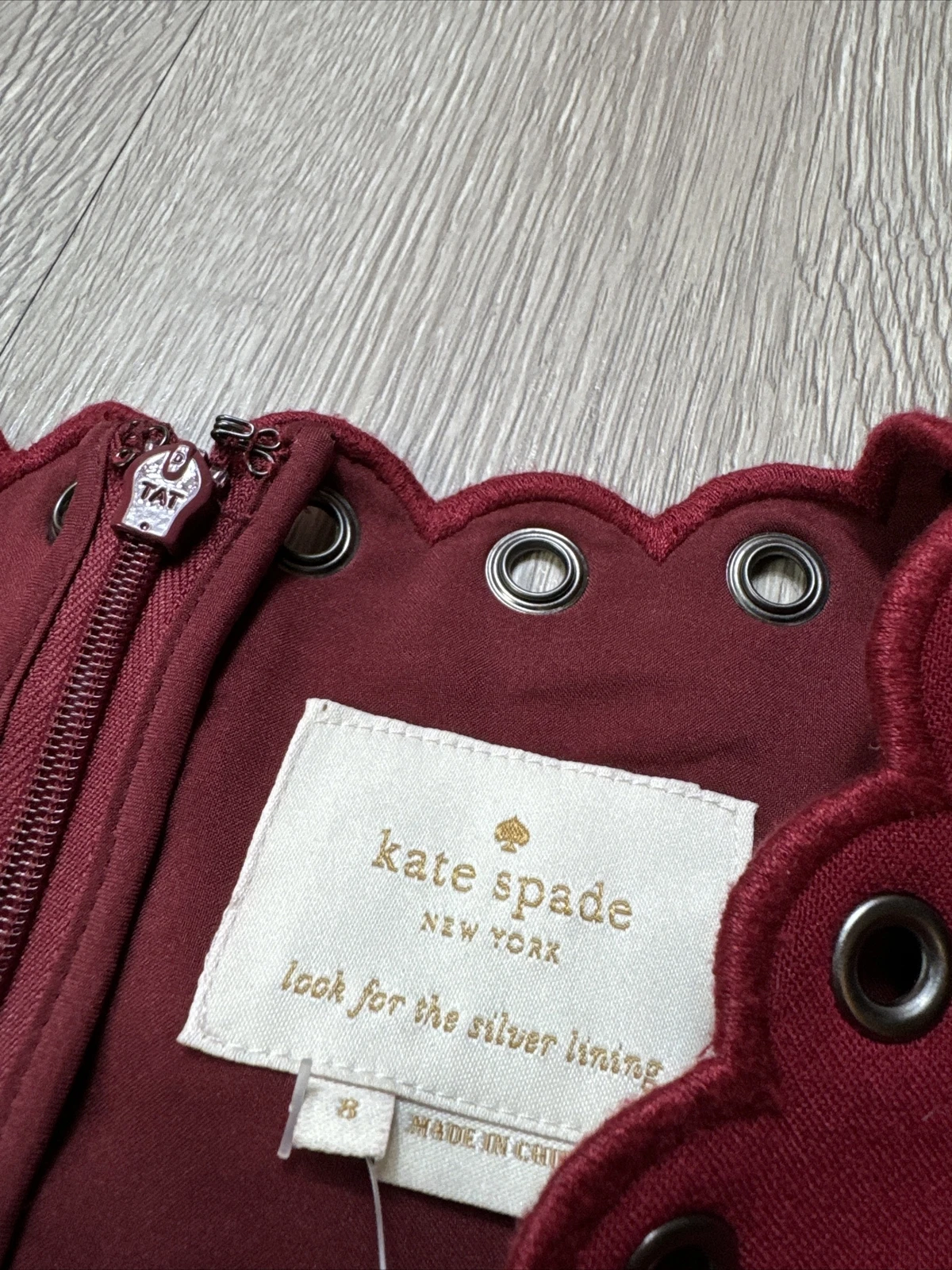 Abito a tubino KATE SPADE rosso passante orlo smerlato taglia 8 foderato estivo nuovo $298