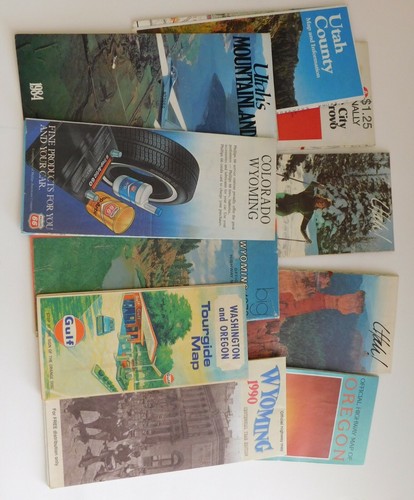 10 Lot Vintage Washington Wyoming Utah Oregon Hwy Map Gulf Gas Station Travel - Picture 12 of 12