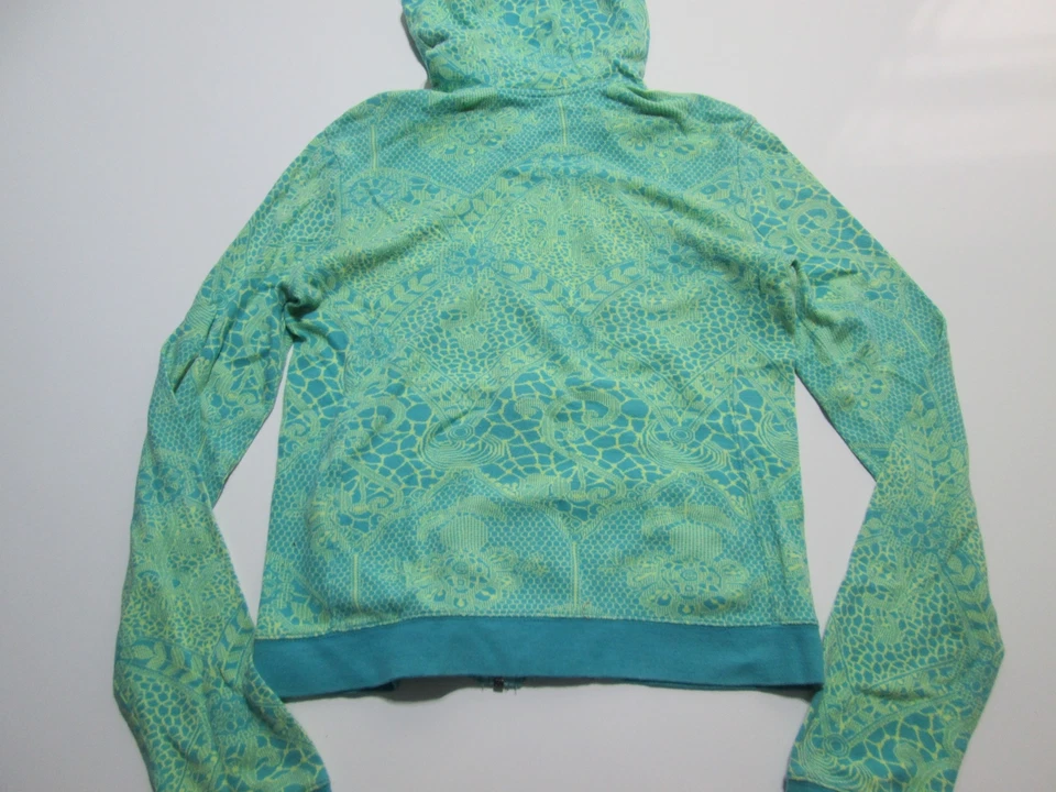 Hurley 女式 S 码田径夹克蓝色/黄色连帽运动外套 — 第 2/4 张图片