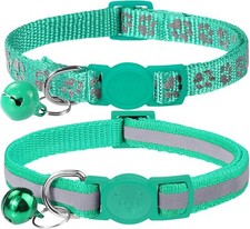 Reflective Cat Collar Breakaway with Bells 2 Pack Girl Boy Pet Cat Collar Adj...