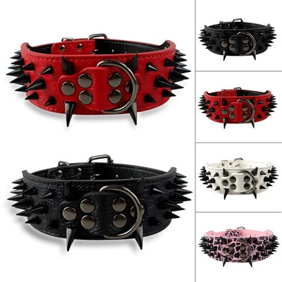 DIDOG Sharp Spiked Studded Leather Dog Collars for Pitbull Mastiff Bulldog Amstaff XL