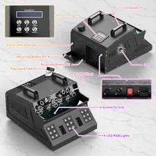 3in1 2000W Bubble Smoke Fog Machine DMX DJ Party Spray Fog Stage RGB 18LED