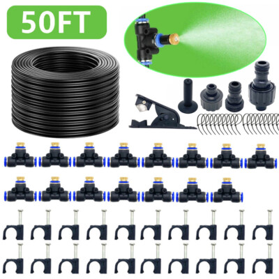 130FT Outdoor Patio Water Mister Mist Nozzle Misting Cooling System Fan Cooler
