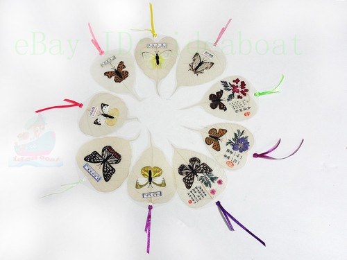 6/12/24/48PCS Real Butterfly Wings & Plant Specimen Leaf Shaped Film Bookmarks - Picture 4 of 7