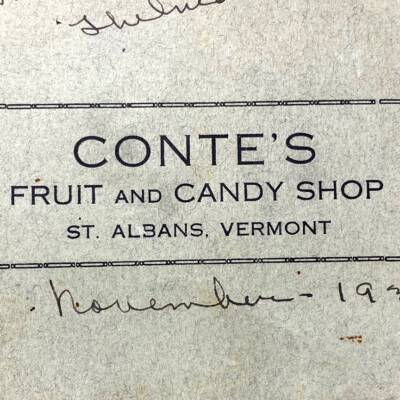 1935 Conte's Fruit And Candy Shop Pricelist Restaurant Menu St Albans Vermont