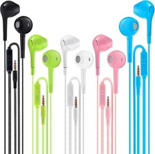 Pack of 5 Earbuds Headphones with Microphone,Earphones with Powerful Heavy Bass